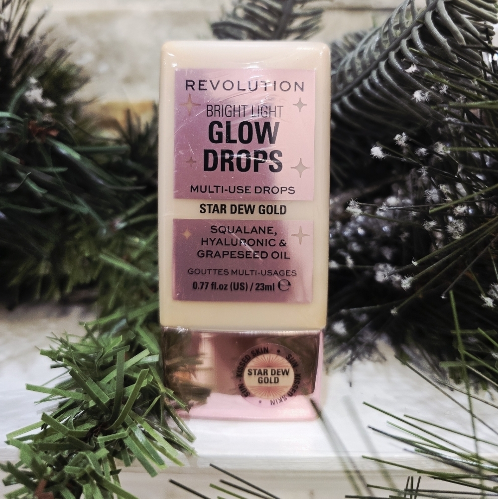 Revolution Glow Drops MultiUse Star Dew Gold Makeup Primer Highlighter Face Body
